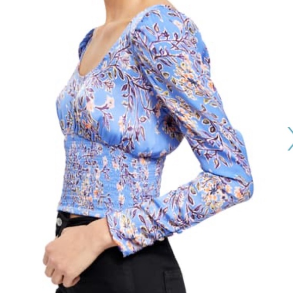 Free People Printed Santiago Blouse in Blue - Picture 4 of 12